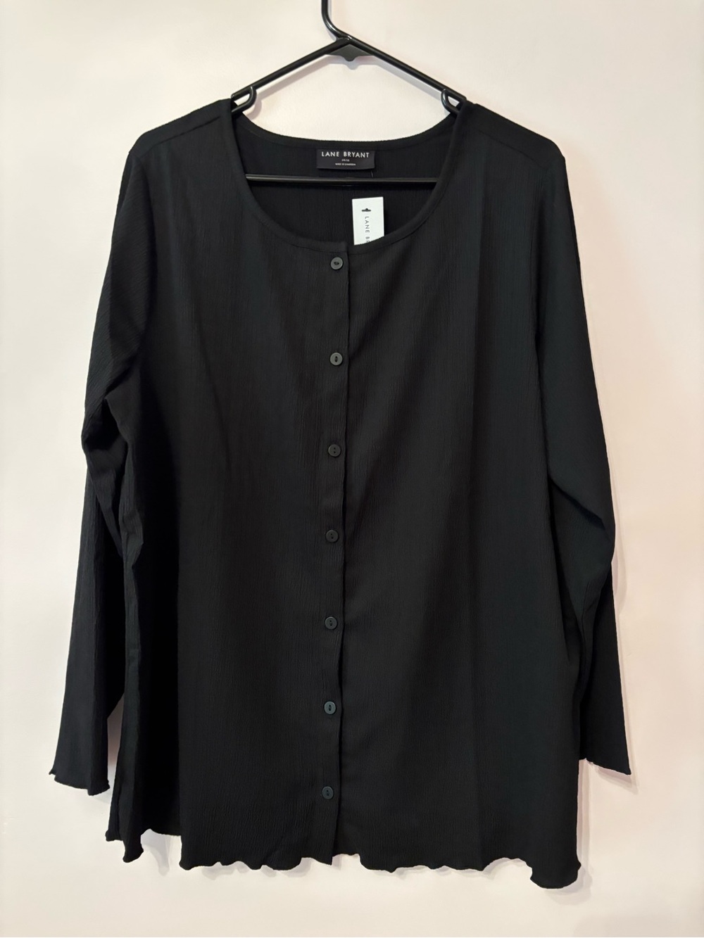 Lane Bryant Black Button-Front Long Sleeve Shirt Blouse Size 14/16